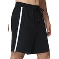 thumbnail image 1 of Satankud Men's Athletic Shorts With Pockets and Elastic Waistband Breathable Mesh Stretch Running Shorts Drawstring Waist Relaxed Casual Sports Gym Basketball Shorts Black-L, 1 of 9
