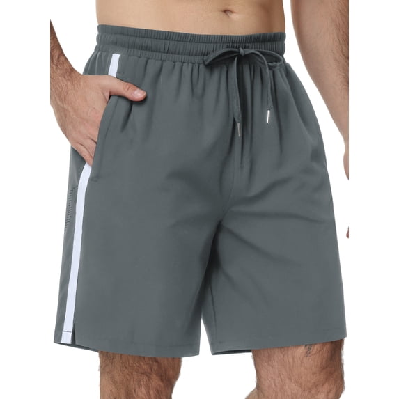 Satankud Men's Athletic Shorts With Pockets and Elastic Waistband Breathable Mesh Stretch Running Shorts Drawstring Waist Relaxed Casual Sports Gym Basketball Shorts Dark Gray-XS
