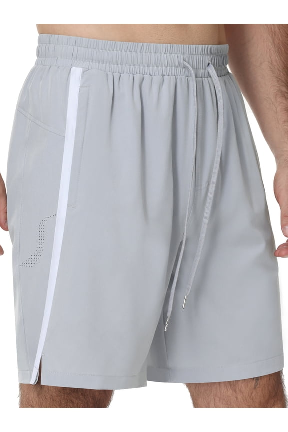 Men's Athletic Shorts With Pockets and Elastic Waistband Breathable Mesh Stretch Running Shorts Drawstring Waist Relaxed Casual Sports Gym Basketball Shorts Light Gray-L