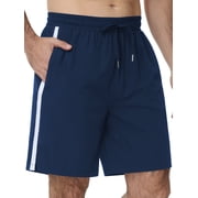 Satankud Mens Athletic Shorts With Pockets and Elastic Waistband Breathable Mesh Stretch Running Shorts Drawstring Waist Relaxed Casual Sports Gym Basketball Shorts NavyBlue-3XL