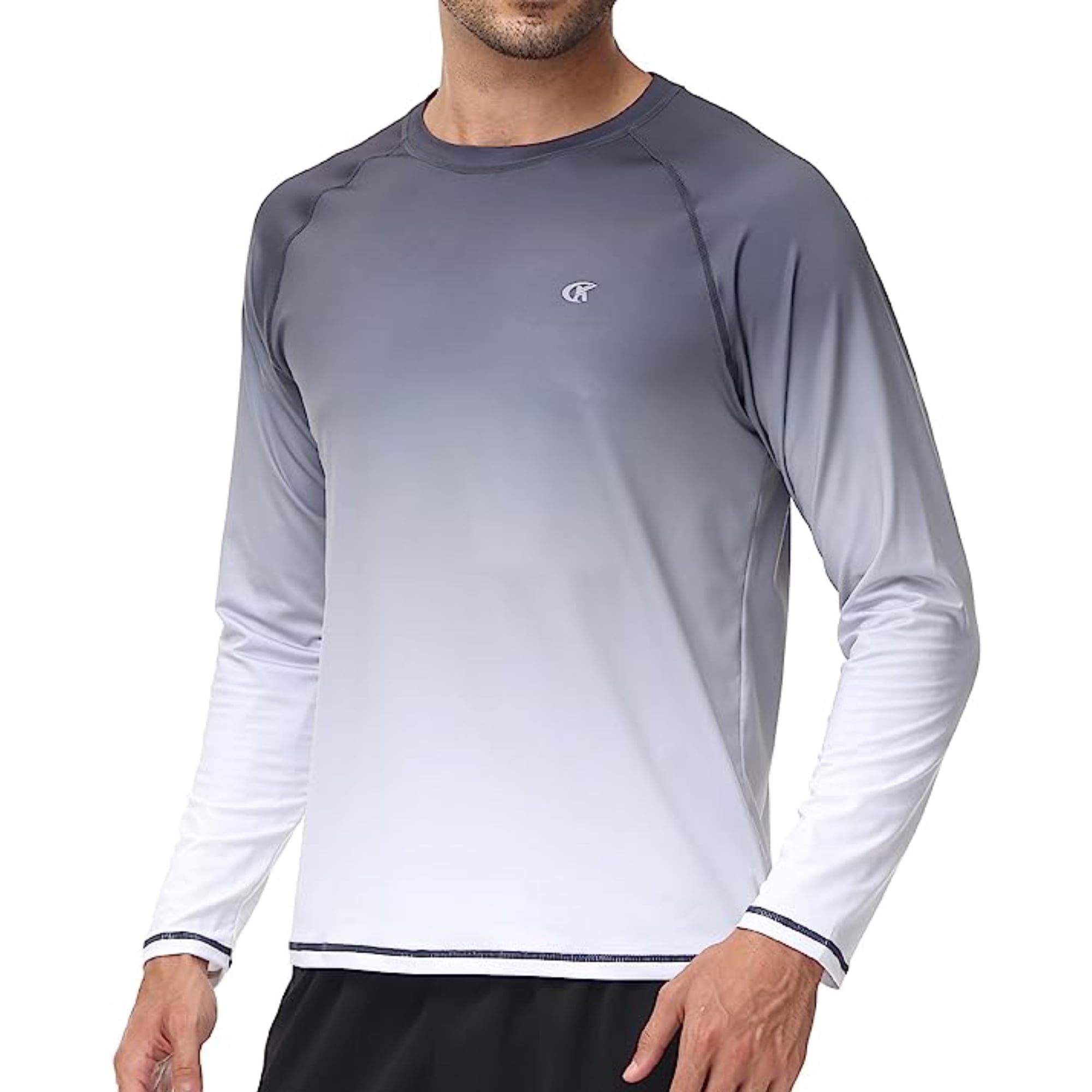 Sponeed Mens Rash Guard Long Sleeve Swim Shirts For Men UPF 50 Sun Protection Blue L