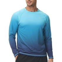 Satankud Men's Long Sleeved Sun Protection Clothing Upf 50+ Uv Sun Protection Shirt Athletic Workout Running Hiking T-shirt Swimwear BT5-BlueGradient-5XL