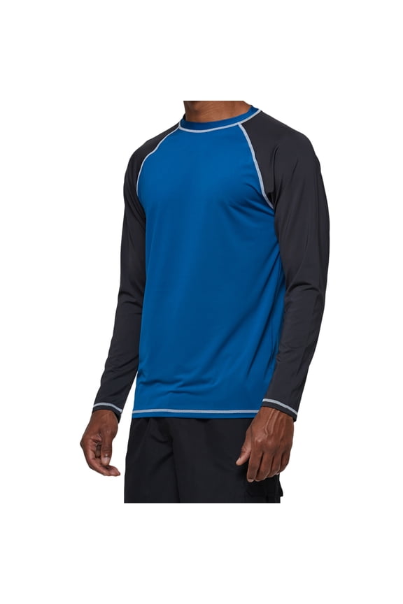 Men's Performance Long Sleeve Fishing Shirts Rashguard UPF 50+ UV Sun Protection Tee Tops for Outdoors Running Hiking Workout T-Shirt Peacock Blue/CharcoalGray M