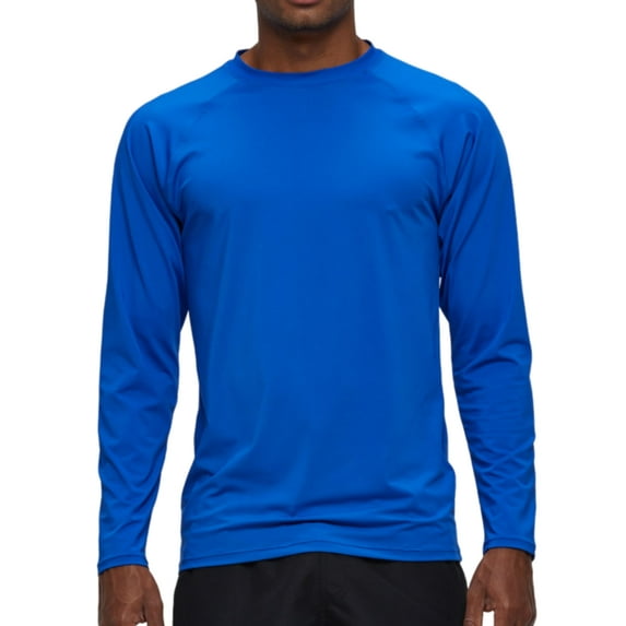 Satankud Men's Performance Long Sleeve Fishing Shirts Rashguard UPF 50+ UV Sun Protection Tee Tops for Outdoors Running Hiking Workout T-Shirt Blue L