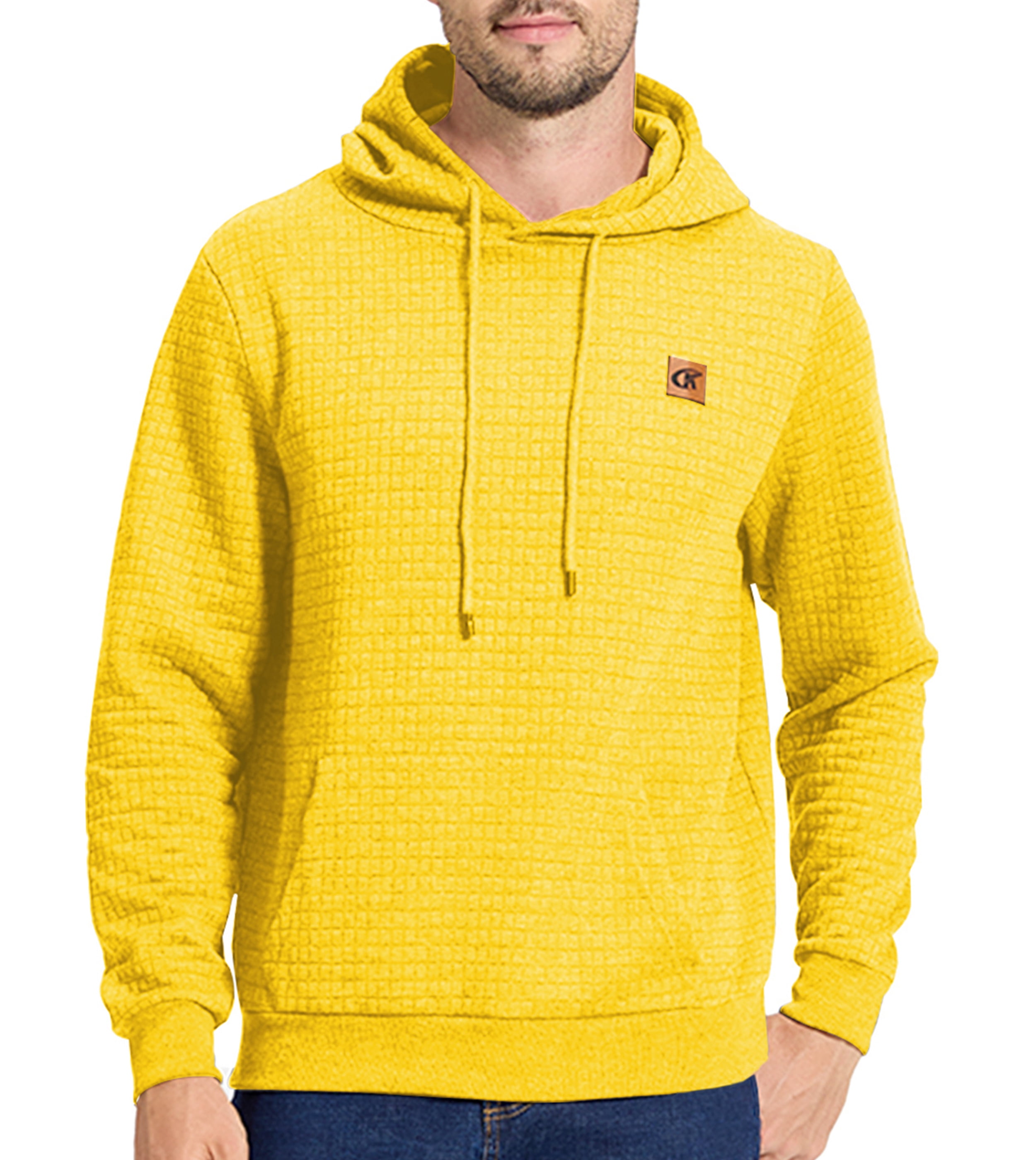 Men s Neon High Visibility Sweater Pullover Zipper Hoodie Fleece Sweatshirt Neon Orange Zip Up M Walmart