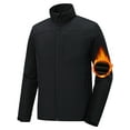thumbnail image 1 of Satankud Men's Softshell Jacket Fleece Lined Waterproof Stand Collar Soft Lightweight Shell Rain Jacket Windbreaker Outdoor Hiking Black L, 1 of 9