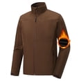 thumbnail image 1 of Muvtei Men's Softshell Jacket Fleece Lined Waterproof Stand Collar Soft Lightweight Shell Rain Jacket Windbreaker Outdoor Hiking Brown 2XL, 1 of 9