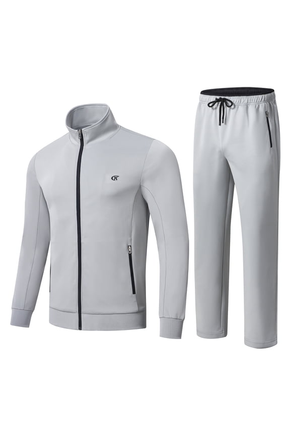 Men's Tracksuits 2 Pieces Set Long Sleeve Causal Full Zip Hiking Jogging Gym Sports Sweatsuit for Men 2 Piece Outfits Darkgrey-2XL