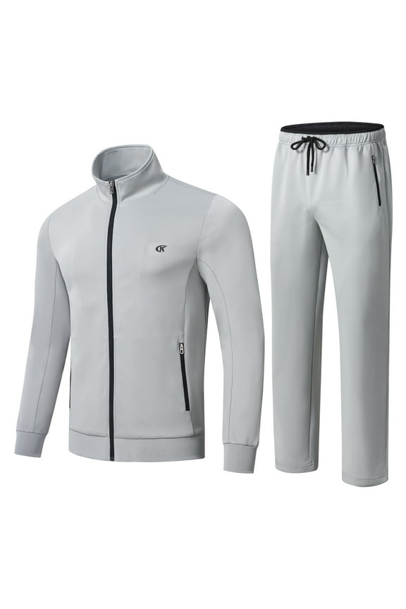 Men's Tracksuits 2 Pieces Set Long Sleeve Causal Full Zip Hiking Jogging Gym Sports Sweatsuit for Men 2 Piece Outfits Darkgrey-XL