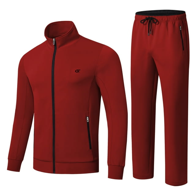 Satankud Men's Tracksuits 2 Pieces Set Long Sleeve Causal Full Zip