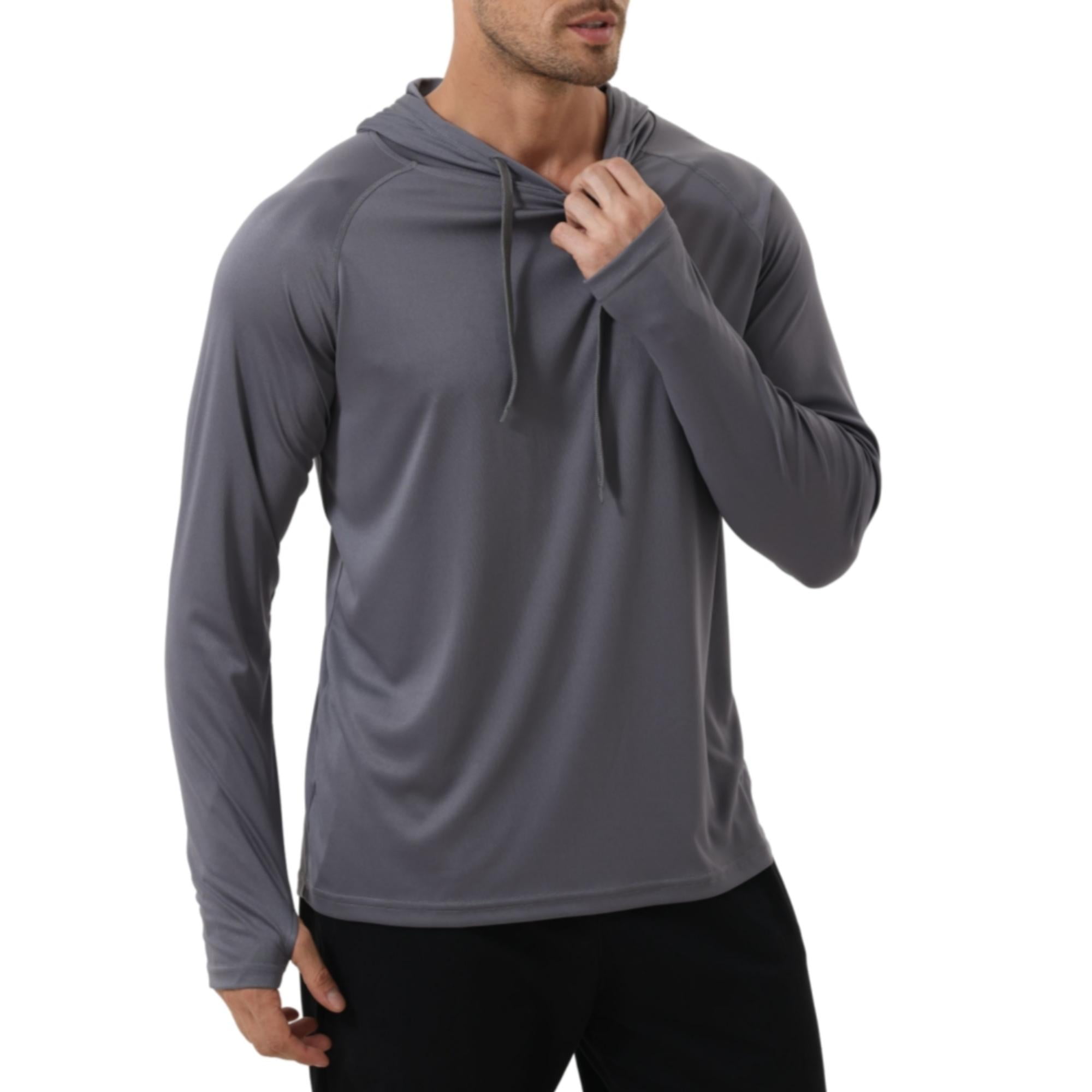 Satankud Men's UPF 50+ Long Sleeve Sunscreen Hoodie UV Sun Protection