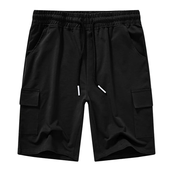 Satankud Men's Vogue Casual Shorts Classic Relaxed Fit Drawstring Elastic Waist with Pockets Black-36