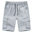 thumbnail image 1 of Satankud Mens Casual Cargo Shorts Classic Drawstring Stretch Hiking Beach Shorts Twill Chino Short with 6 Pockets Grey Size 32, 1 of 8