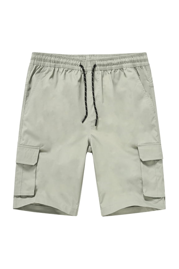 Mens Casual Cargo Shorts Classic Drawstring Stretch Hiking Beach Shorts Twill Chino Short with 6 Pockets Grey green Size 30