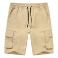 thumbnail image 1 of Satankud Mens Casual Cargo Shorts Classic Drawstring Stretch Hiking Beach Shorts Twill Chino Short with 6 Pockets Khaki Size 30, 1 of 8