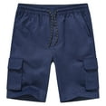 thumbnail image 1 of Satankud Mens Casual Cargo Shorts Classic Drawstring Stretch Hiking Beach Shorts Twill Chino Short with 6 Pockets NavyBlue Size 36, 1 of 8