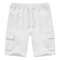 thumbnail image 1 of Satankud Mens Casual Cargo Shorts Classic Drawstring Stretch Hiking Beach Shorts Twill Chino Short with 6 Pockets White Size 34, 1 of 8