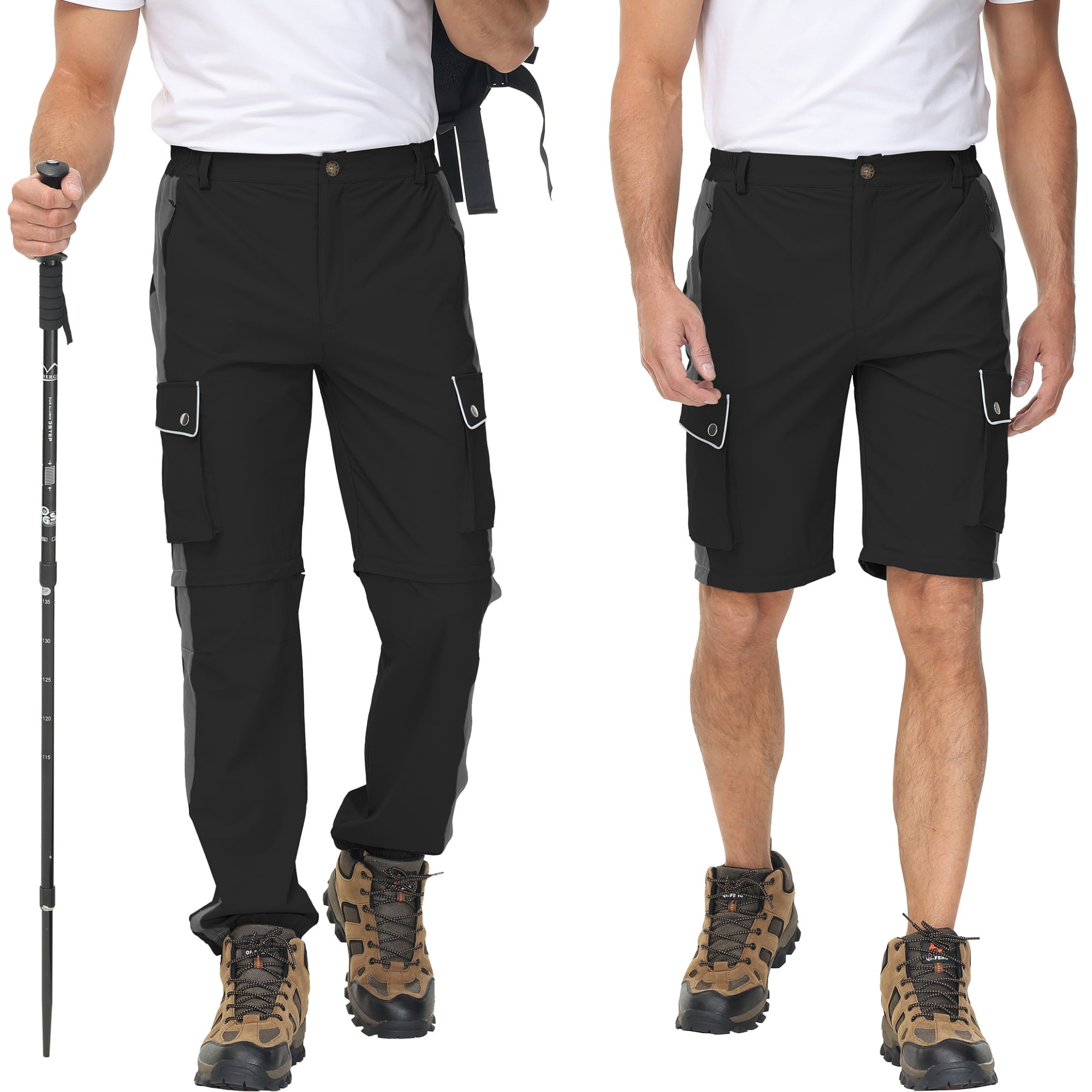Satankud Mens Convertible Hiking Pants Zip Off Detachable