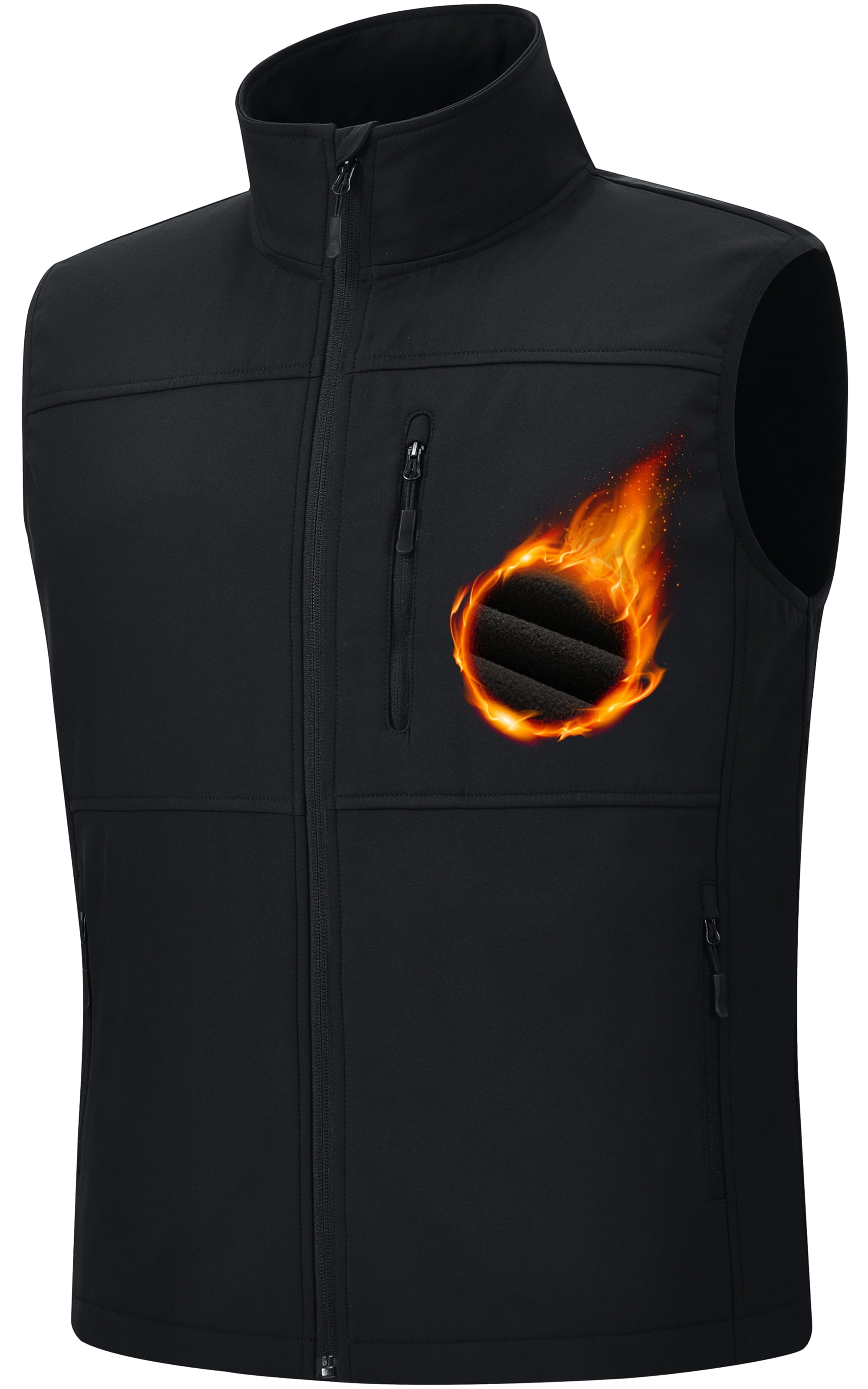 Satankud Mens Lightweight Softshell Vest Windproof Sleeveless Outerwear Zip Up Jacket Fleece Lined Waterproof Vest Outerwear for Running Hiking Travel Black-XL
