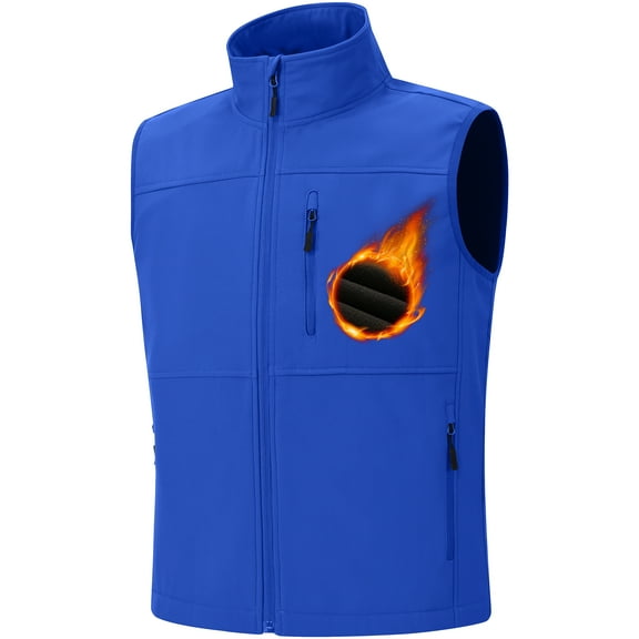 Satankud Mens Lightweight Softshell Vest Windproof Sleeveless Outerwear Zip Up Jacket Fleece Lined Waterproof Vest Outerwear for Running Hiking Travel Blue-XL