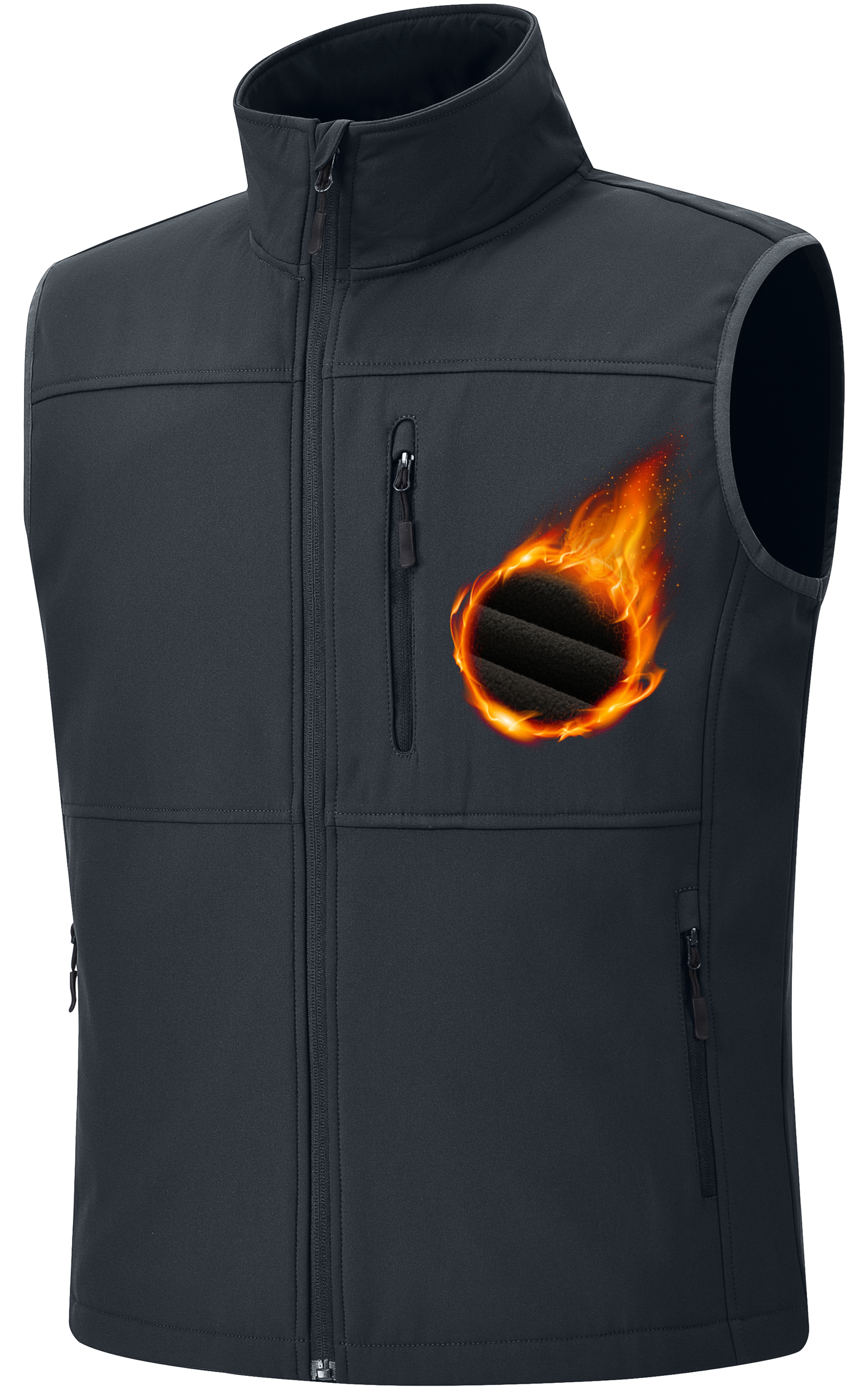 Satankud Mens Lightweight Softshell Vest Windproof Sleeveless Outerwear Zip Up Jacket Fleece Lined Waterproof Vest Outerwear for Running Hiking Travel Grey-XL