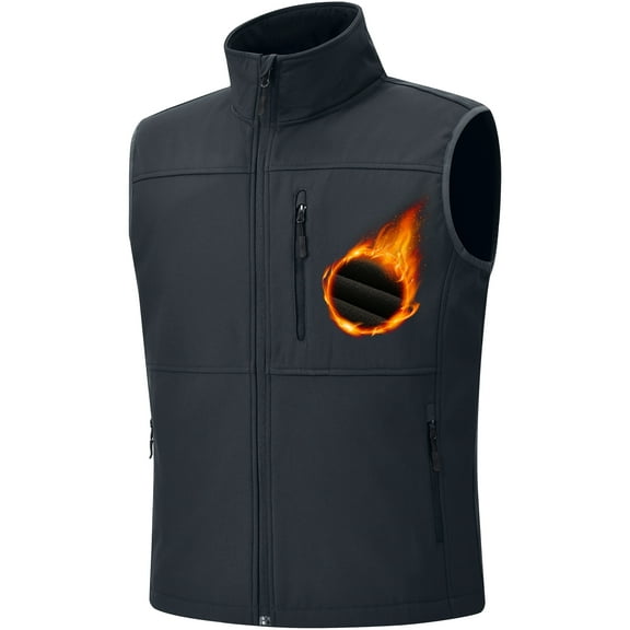 Satankud Mens Lightweight Softshell Vest Windproof Sleeveless Outerwear Zip Up Jacket Fleece Lined Waterproof Vest Outerwear for Running Hiking Travel Grey-XL