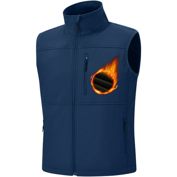 Satankud Mens Lightweight Softshell Vest Windproof Sleeveless Outerwear Zip Up Jacket Fleece Lined Waterproof Vest Outerwear for Running Hiking Travel Navy-M