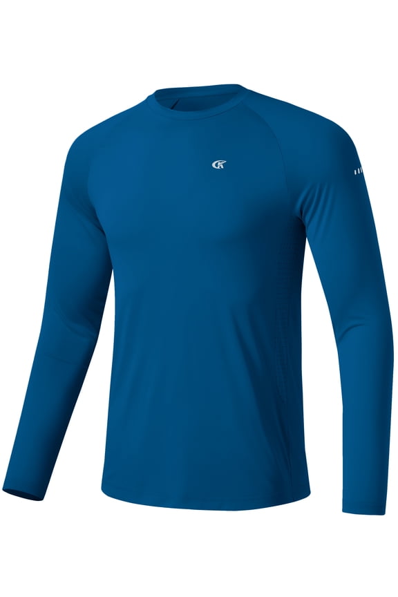 Mens Sun Protection UPF 50+ Shirts Long Sleeve Swim Rash Guard Shirt Workout Running Athletic UV Gym Surf Hiking Blue XL