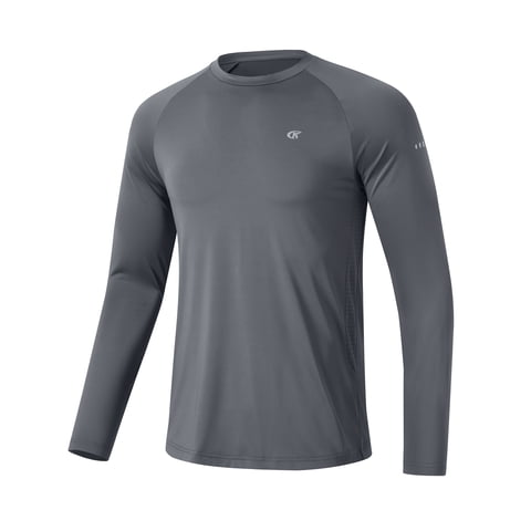 Mens Sun Protection UPF 50+ Shirts Long Sleeve Swim Rash Guard Shirt Workout Running Athletic UV Gym Surf Hiking Dark Grey L