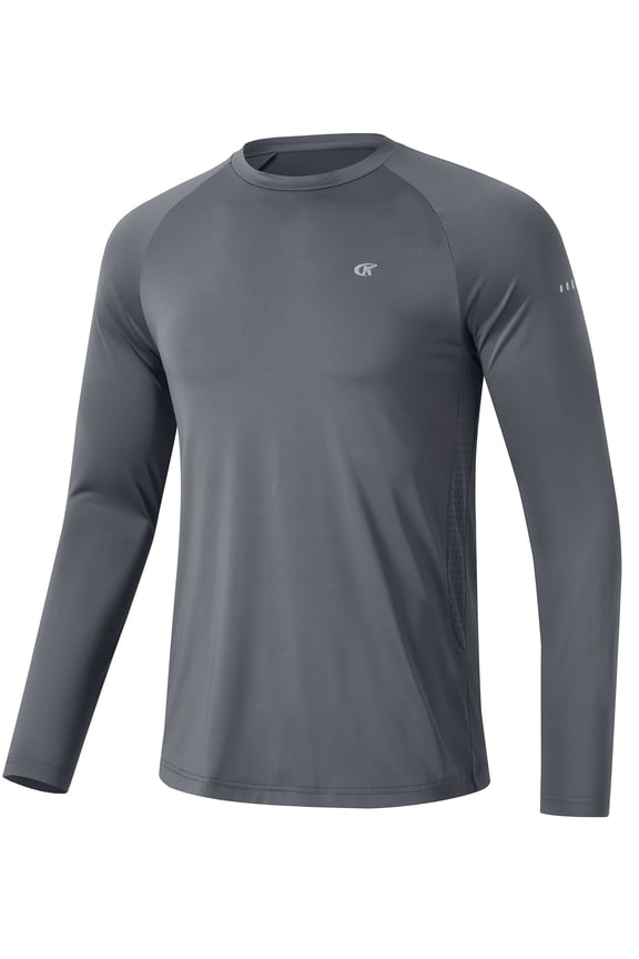 Mens Sun Protection UPF 50+ Shirts Long Sleeve Swim Rash Guard Shirt Workout Running Athletic UV Gym Surf Hiking Dark Grey L