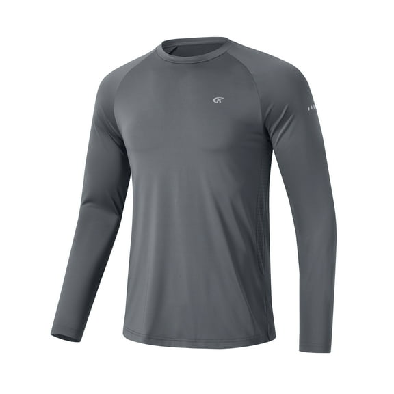 Satankud Mens Sun Protection UPF 50  Shirts Long Sleeve Swim Rash Guard Shirt Workout Running Athletic UV Gym Surf Hiking Dark Grey S