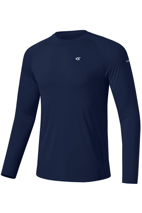 Mens Sun Protection UPF 50+ Shirts Long Sleeve Swim Rash Guard Shirt Workout Running Athletic UV Gym Surf Hiking Navy Blue L