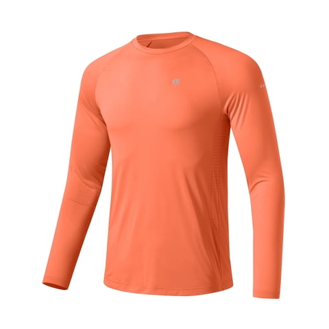 Mens Sun Protection UPF 50+ Shirts Long Sleeve Swim Rash Guard Shirt Workout Running Athletic UV Gym Surf Hiking Orange 2XL