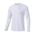 thumbnail image 1 of Satankud Mens Sun Protection UPF 50+ Shirts Long Sleeve Swim Rash Guard Shirt Workout Running Athletic UV Gym Surf Hiking White XL, 1 of 10