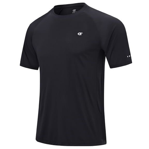 Satankud Mens Sun Protection UPF 50+ Moisture Wicking Short Sleeve Shirts Workout Rash Guard Swim Shirts Running Athletic Gym Surf Hiking Black-M