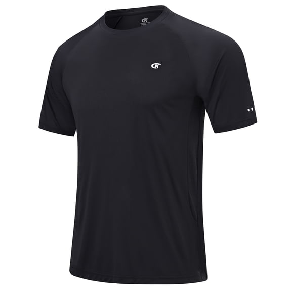 Satankud Mens Sun Protection UPF 50+ Moisture Wicking Short Sleeve Shirts Workout Rash Guard Swim Shirts Running Athletic Gym Surf Hiking Black-M