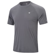 Mens Sun Protection UPF 50+ Moisture Wicking Short Sleeve Shirts Workout Rash Guard Swim Shirts Running Athletic Gym Surf Hiking Dark Grey-L