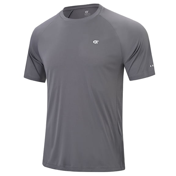 Muvtei Mens Sun Protection UPF 50+ Moisture Wicking Short Sleeve Shirts Workout Rash Guard Swim Shirts Running Athletic Gym Surf Hiking Dark Grey-2XL