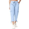 thumbnail image 1 of Satankud Women's Cargo Capris Hiking Pants Lightweight Quick Dry Outdoor Athletic Casual Loose Comfy Elastic Waist with Pockets Blue L, 1 of 9