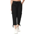 thumbnail image 1 of Satankud Women's Cargo Capris Hiking Pants for Camping Outdoor Athletic Casual Loose Comfy Elastic Waist with Pockets Quick Dry Black M, 1 of 9