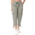 thumbnail image 1 of Muvtei Women's Cargo Capris Hiking Pants for Camping Outdoor Athletic Casual Loose Comfy Elastic Waist with Pockets Quick Dry Grey Khaki L, 1 of 9