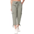 thumbnail image 1 of Satankud Women's Cargo Capris Hiking Pants for Camping Outdoor Athletic Casual Loose Comfy Elastic Waist with Pockets Quick Dry Grey Khaki L, 1 of 9