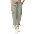 thumbnail image 1 of Satankud Women's Cargo Capris Hiking Pants for Camping Outdoor Athletic Casual Loose Comfy Elastic Waist with Pockets Quick Dry Grey Khaki L, 1 of 9