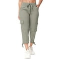 thumbnail image 1 of Satankud Women's Cargo Capris Hiking Pants for Camping Outdoor Athletic Casual Loose Comfy Elastic Waist with Pockets Quick Dry Grey Khaki XL, 1 of 9
