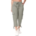 thumbnail image 1 of Satankud Women's Cargo Capris Hiking Pants for Camping Outdoor Athletic Casual Loose Comfy Elastic Waist with Pockets Quick Dry Grey Khaki XL, 1 of 9