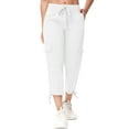 thumbnail image 1 of Satankud Women's Cargo Capris Hiking Pants for Camping Outdoor Athletic Casual Loose Comfy Elastic Waist with Pockets Quick Dry White XL, 1 of 9
