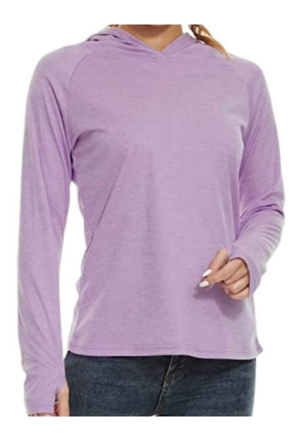Women's Long Sleeve Hoodie Shirts Plus Size UPF 50+ Sun Protection UV Outdoors T-Shirt Purple XS