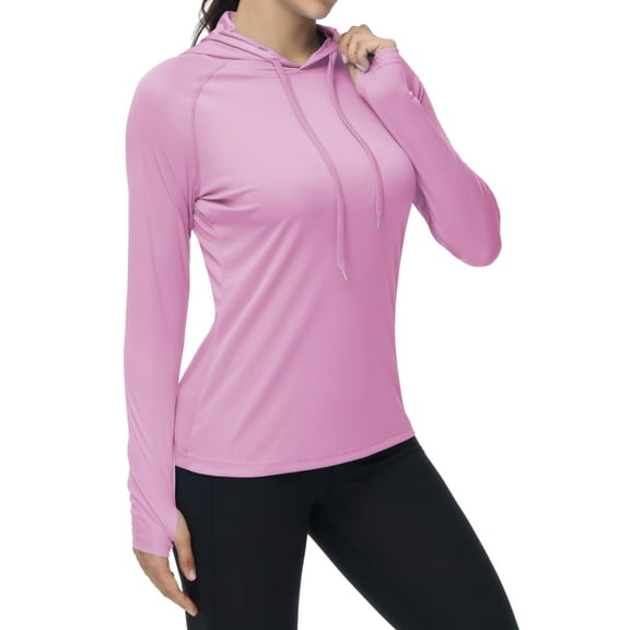 Satankud Women's Long Sleeve Hoodie UPF 50  Sun Protection UV Hoodie Tops Rashguard with Thumb Hole for Yoga Hiking Sports Tops Purple XL
