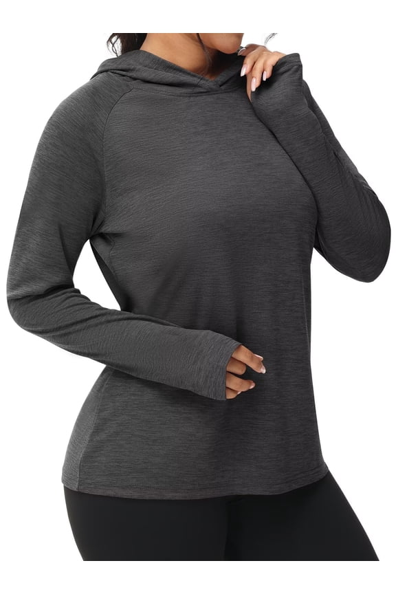 Women's UPF 50+ Sun Protection Long Sleeve Plus Size Hoodie Shirts for Fishing Hiking UV Outdoors T-Shirt Lightweight Hoodie DarkGrey XS