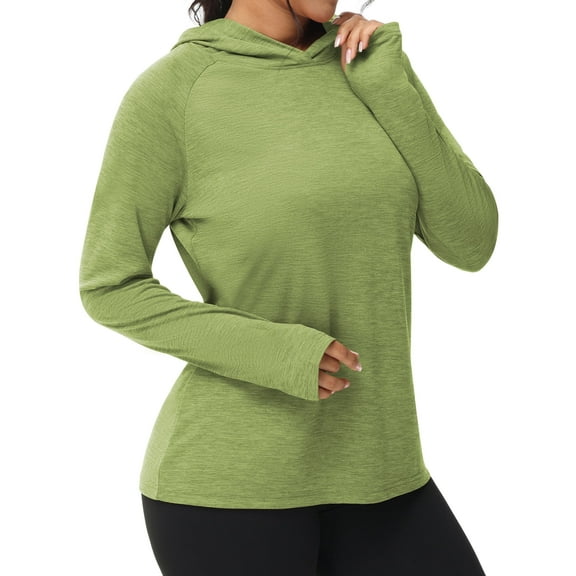 Satankud Women's UPF 50 Sun Protection Long Sleeve Plus Size Hoodie Shirts for Fishing Hiking UV Outdoors T-Shirt Lightweight Hoodie Fruit Green M